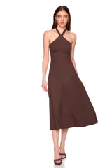 halter tie midi dress