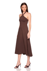 halter tie midi dress