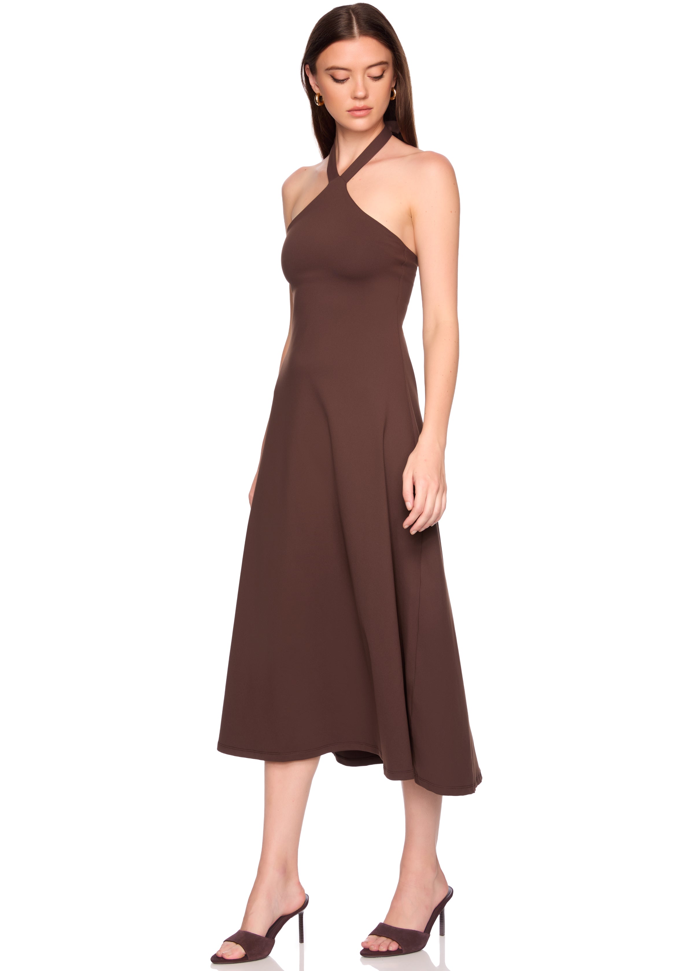 halter tie midi dress