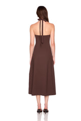 halter tie midi dress