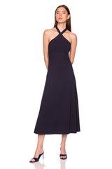 halter tie midi dress