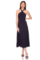 halter tie midi dress