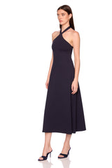 halter tie midi dress