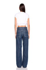 short sleeve gathered waist band top
