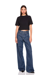 short sleeve gathered waist band top