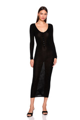 light merino henley long sleeve dress