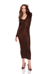light merino henley long sleeve dress