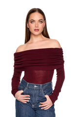 light merino off shoulder sweater