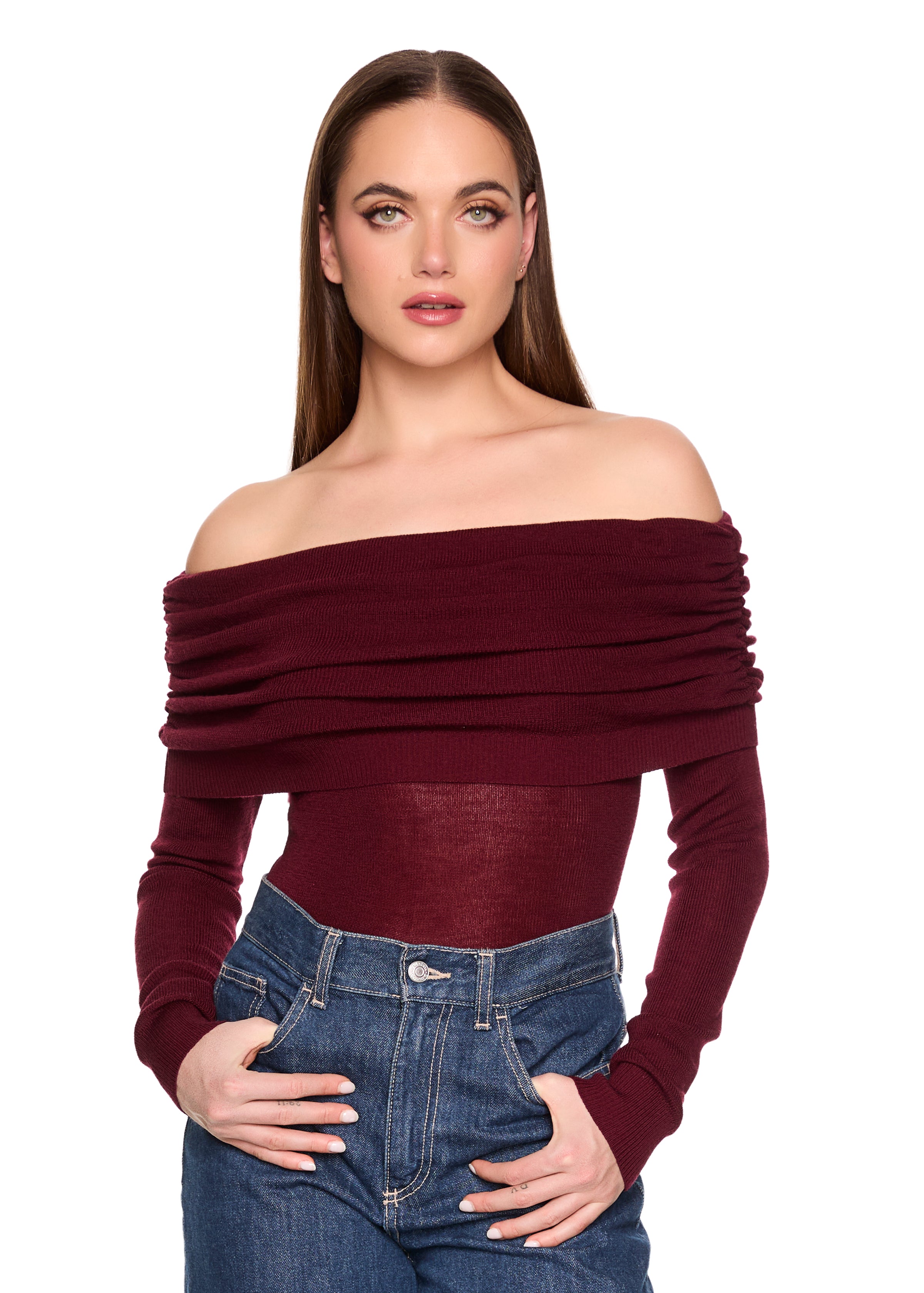light merino off shoulder sweater