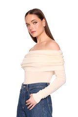 light merino off shoulder sweater