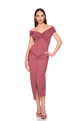 twisted off shoulder dress