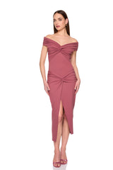 twisted off shoulder dress