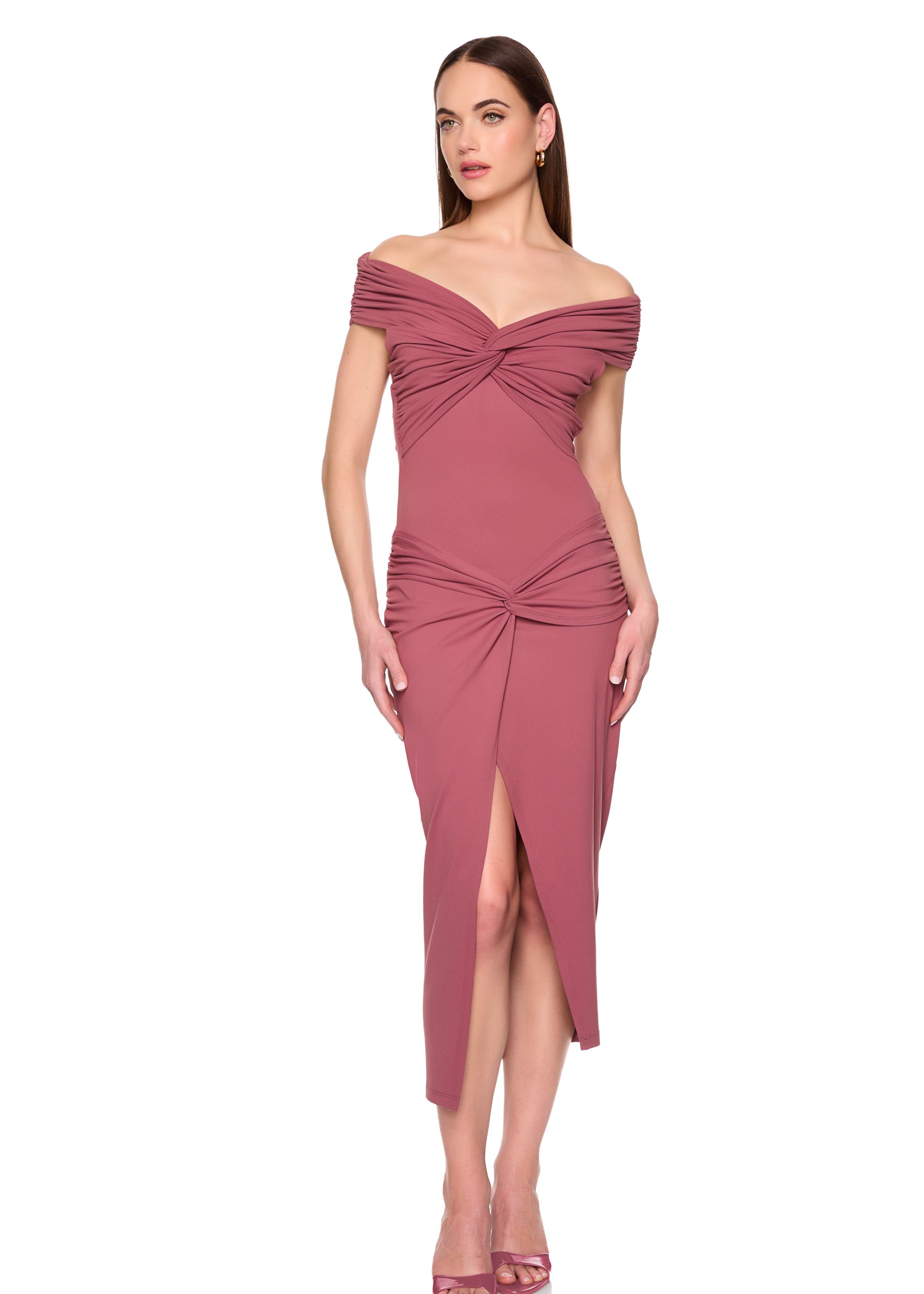 twisted off shoulder dress