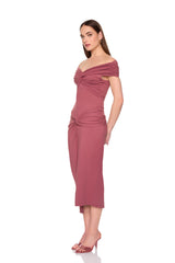 twisted off shoulder dress