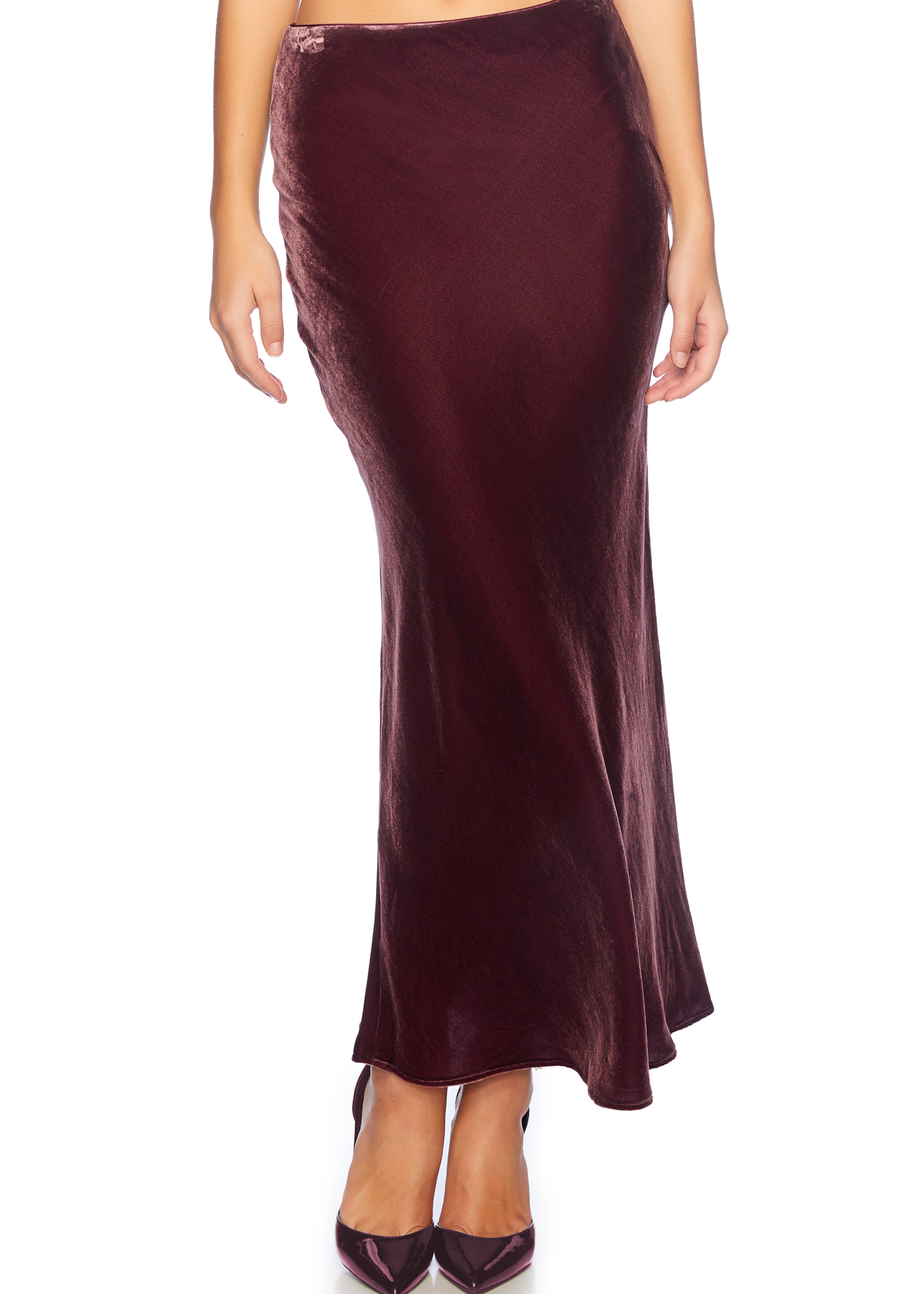 velvet silk bias skirt