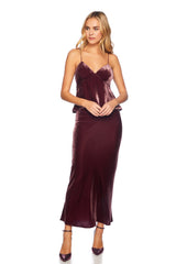 velvet silk bias string top