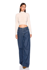 mock neck gathered top