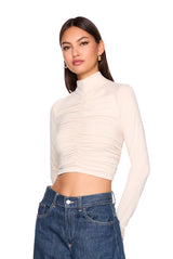 mock neck gathered top