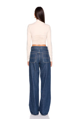mock neck gathered top