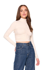 mock neck gathered top