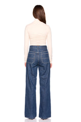 mock neck gathered top