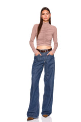 mock neck gathered top