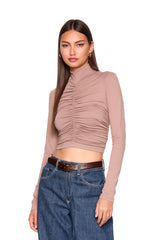 mock neck gathered top