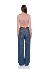 mock neck gathered top