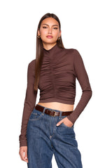 mock neck gathered top