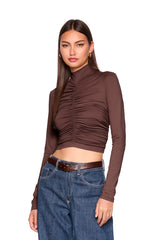 mock neck gathered top