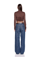 mock neck gathered top