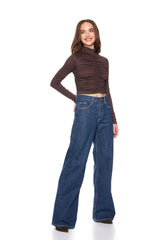 mock neck gathered top