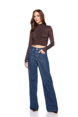 mock neck gathered top