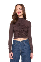 mock neck gathered top