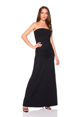 tube gathered front long dress