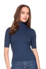mock neck elbow sleeve top