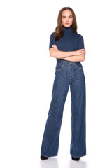 mock neck elbow sleeve top