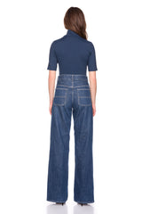 mock neck elbow sleeve top