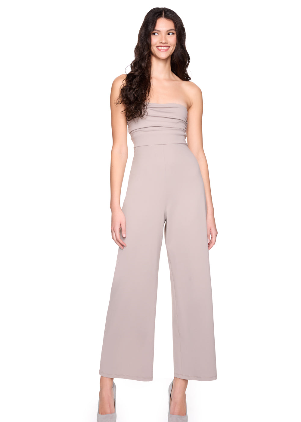 strapless gathered top jumpsuit