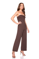 strapless gathered top jumpsuit