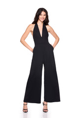 tie halter v jumpsuit