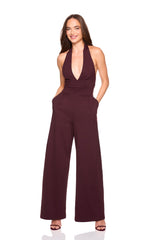tie halter v jumpsuit