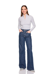 fleece mock neck half zip long sleeve