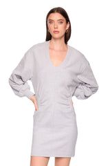 fleece v long sleeve dress