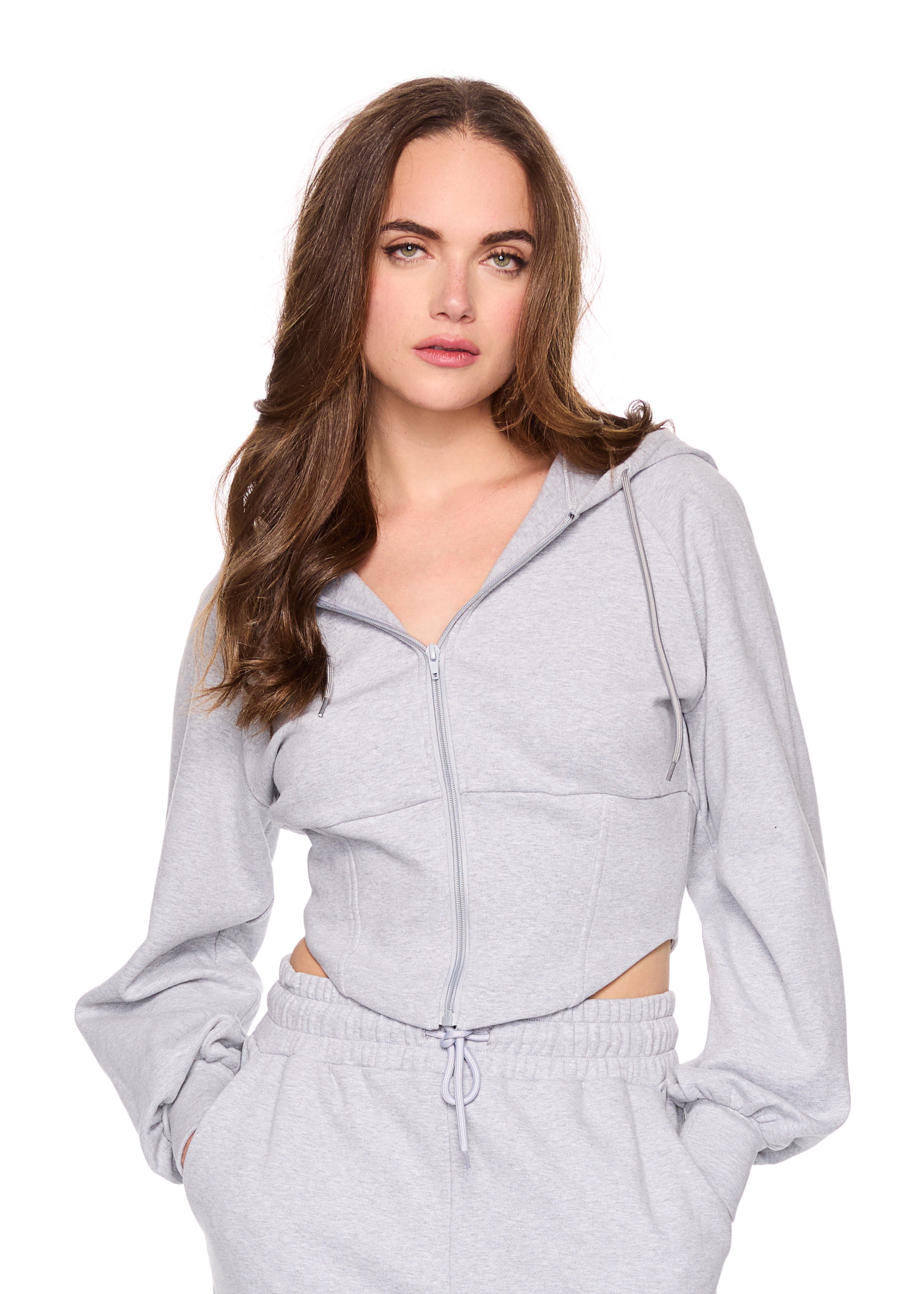 fleece corset zip hoodie