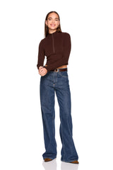 fleece mock neck half zip long sleeve