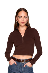 fleece mock neck half zip long sleeve