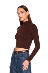 fleece mock neck half zip long sleeve