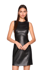 faux leather shift tank dress