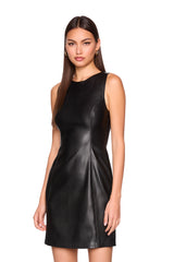 faux leather shift tank dress